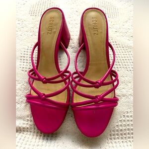 Schutz fuschia leather sandals 9.5